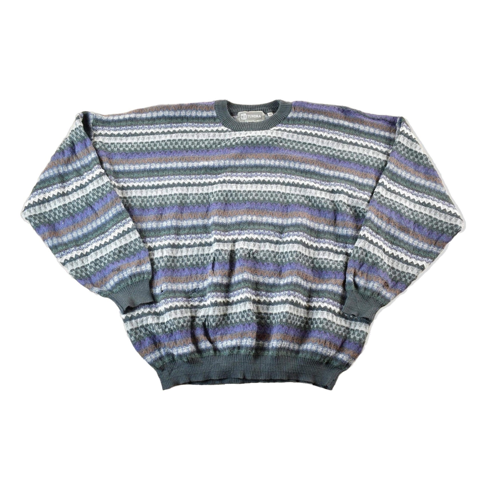 Vintage 1990s Tundra Canada Knit Abstract Pattern Crewneck Sweater Mens XXL from propervintagecanada
