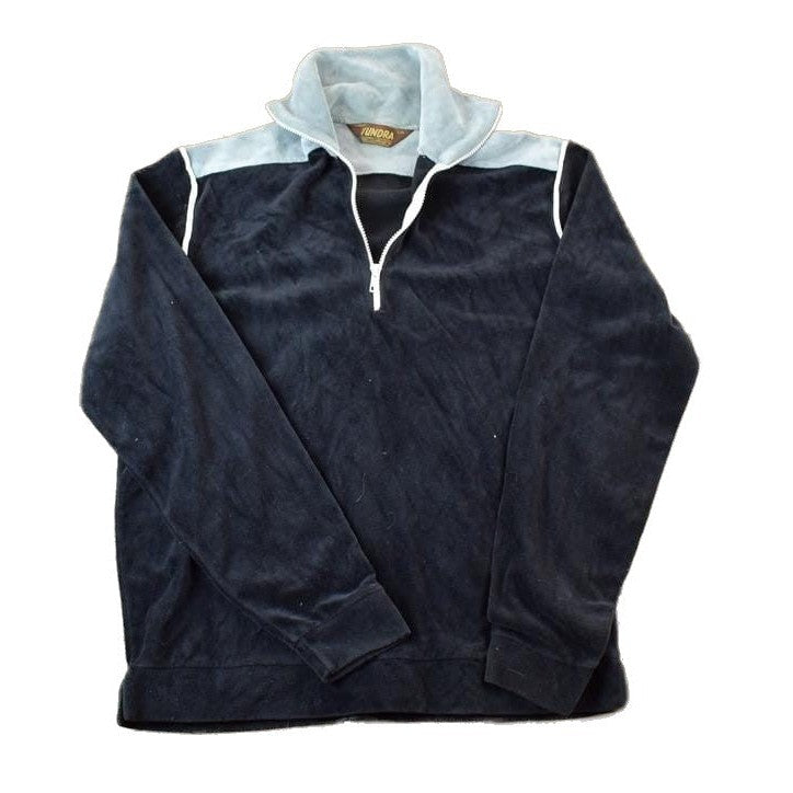 Vintage 1990s Tundra Quarter Zip Collared Velour Sweatshirt Men's Large