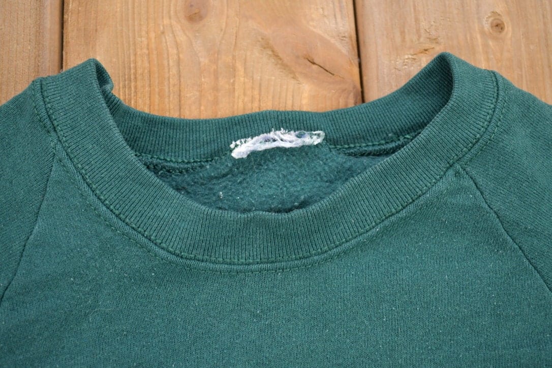 Vintage 1990s Turquoise Blank Crewneck Sweatshirt Men's Large from propervintagecanada