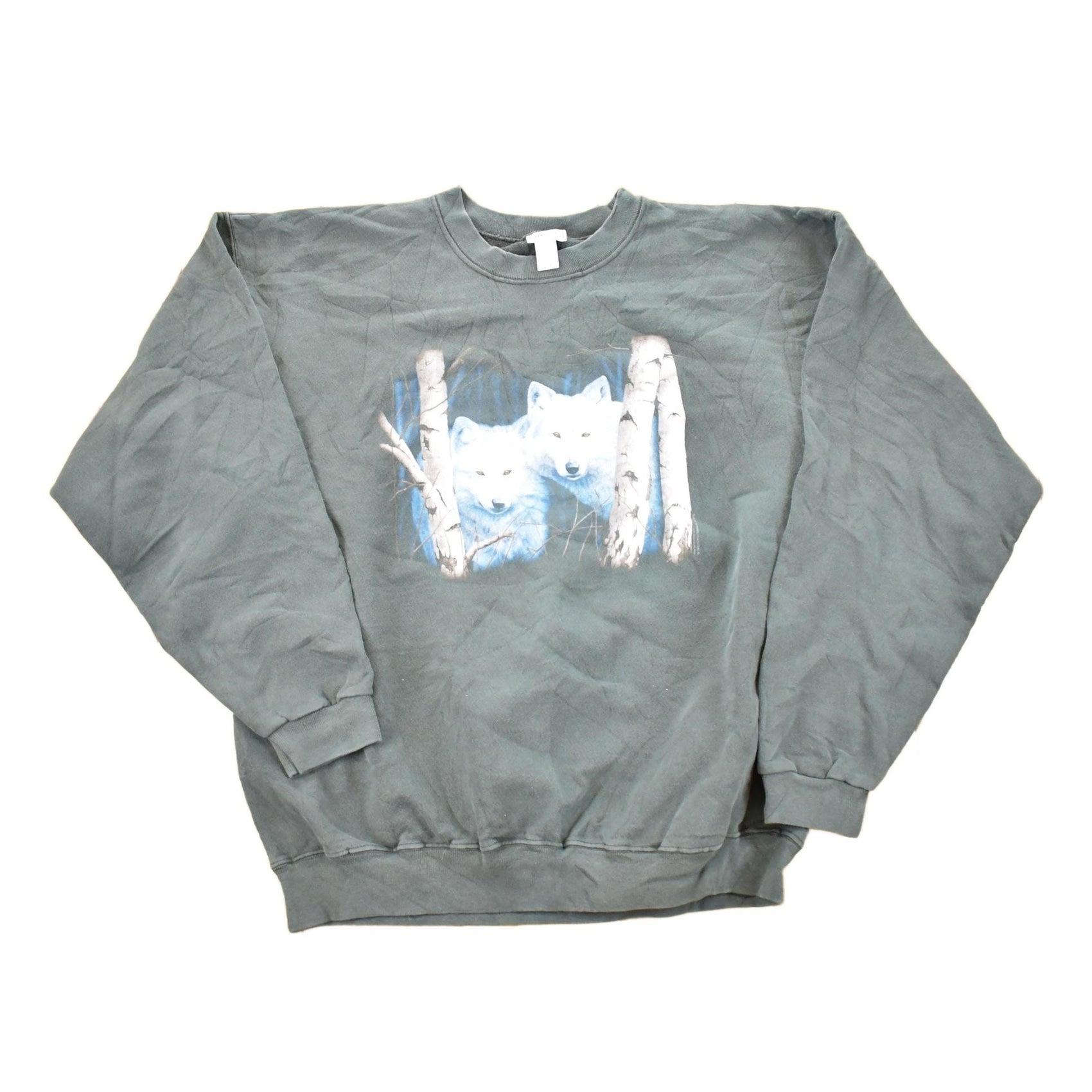 Vintage 1990s Two White Wolf Heavyweight Outdoorsman Crewneck Sweatshirt Men's L from propervintagecanada