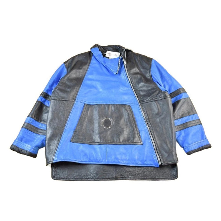 Vintage 1990s UB Tuff Heavy Weight Color Block Leather Jacket Made In USA Men's 2XL from propervintagecanada