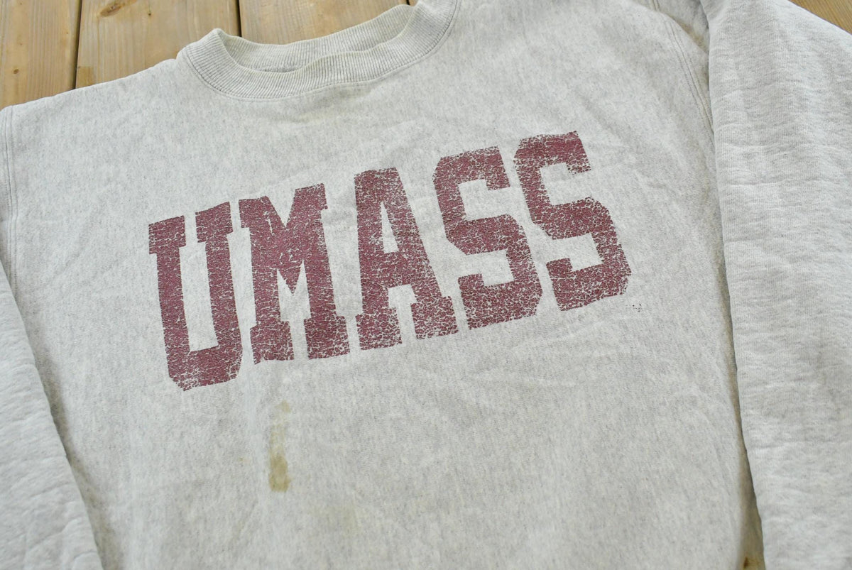 Vintage 1990s UMass Off Campus Reverse Weave Collegiate Crewneck Sweatshirt Men's L / NCAA / Boston Massachusetts / University / Made in USA from propervintagecanada