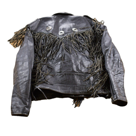 Vintage 1990s Unik Fringe Leather Jacket Men's Large from propervintagecanada