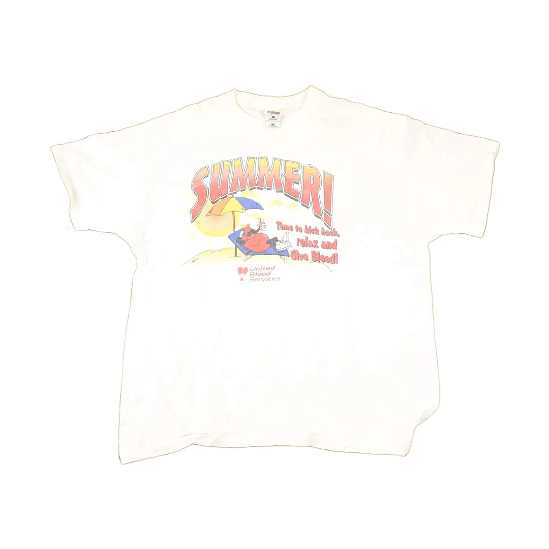 Vintage 1990s United Blood Services Summer Souvenir Travel T-Shirt Men's L from propervintagecanada