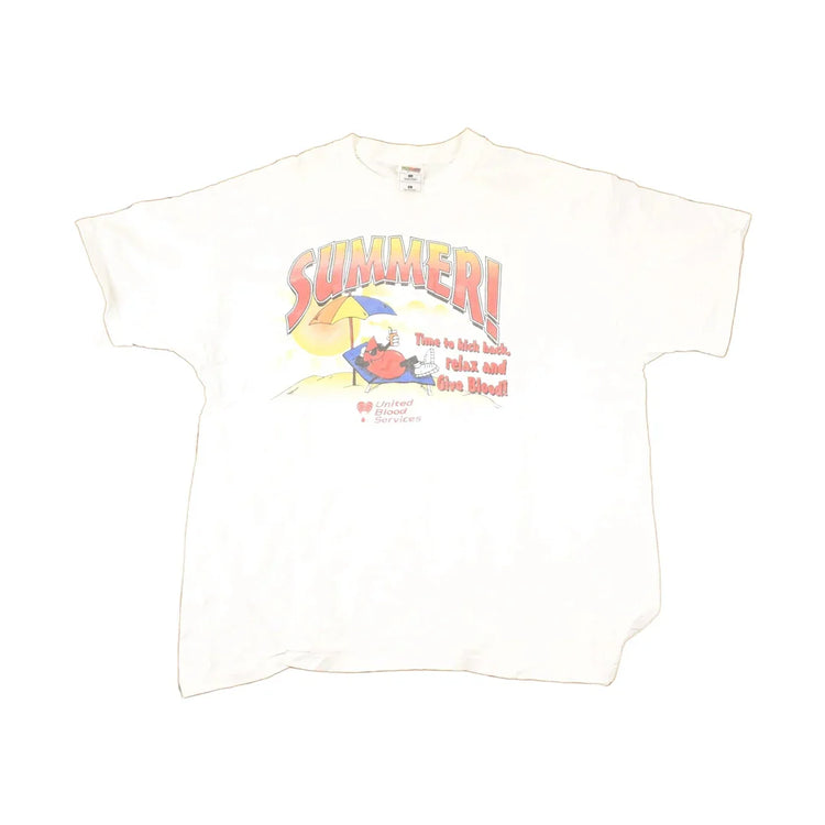 Vintage 1990s United Blood Services Summer Souvenir Travel T-Shirt Men's L from propervintagecanada