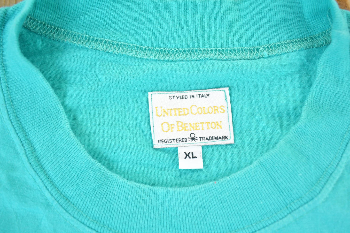 Vintage 1990s United Colours Of Benetton Souvenir Single Stitch Graphic Print T-Shirt Made In USA Men's XL from propervintagecanada