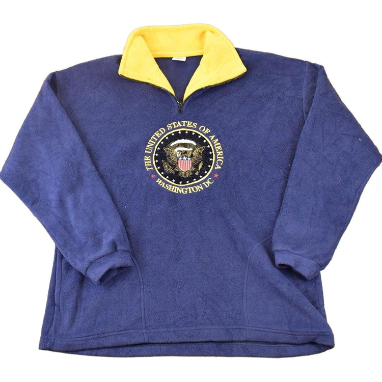 Vintage 1990s United States Of America Crest Logo Fleece Outdoorsman Sweater Men's L from propervintagecanada