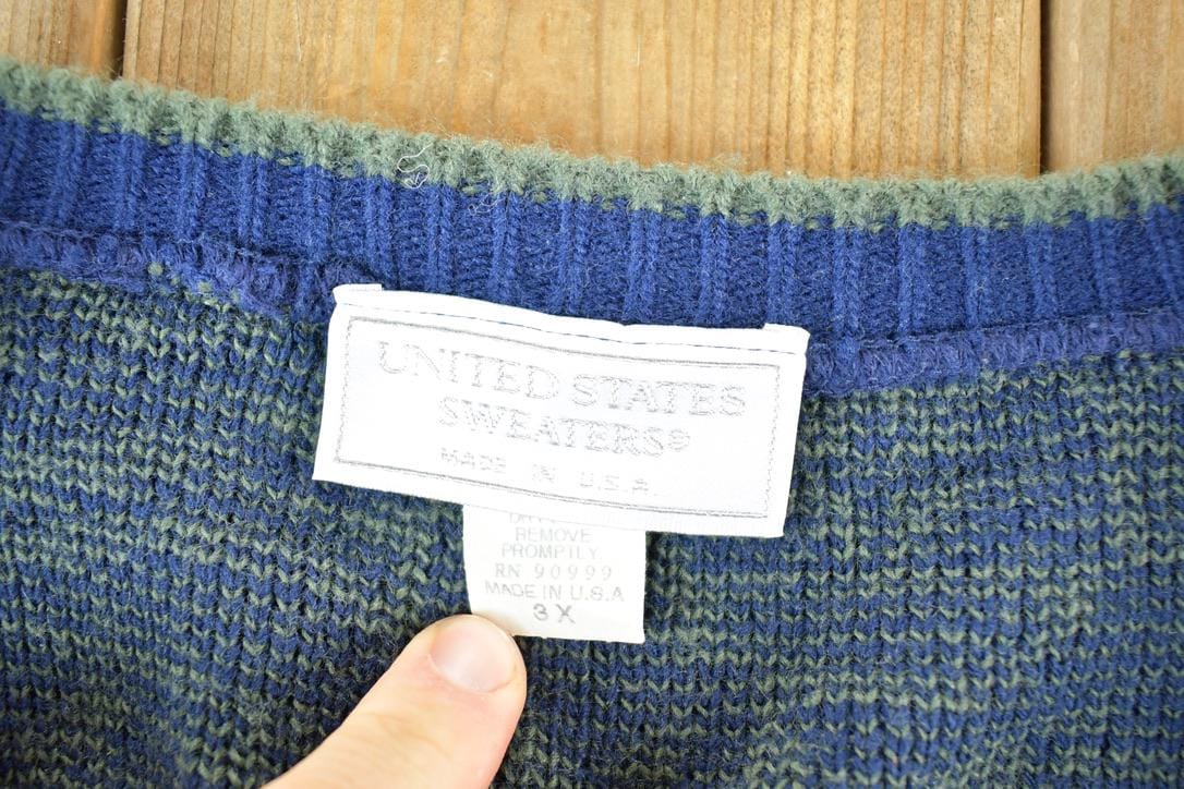 Vintage 1990s United States Sweaters Paisley Knit Cardigan Sweater Mens 2XL from propervintagecanada