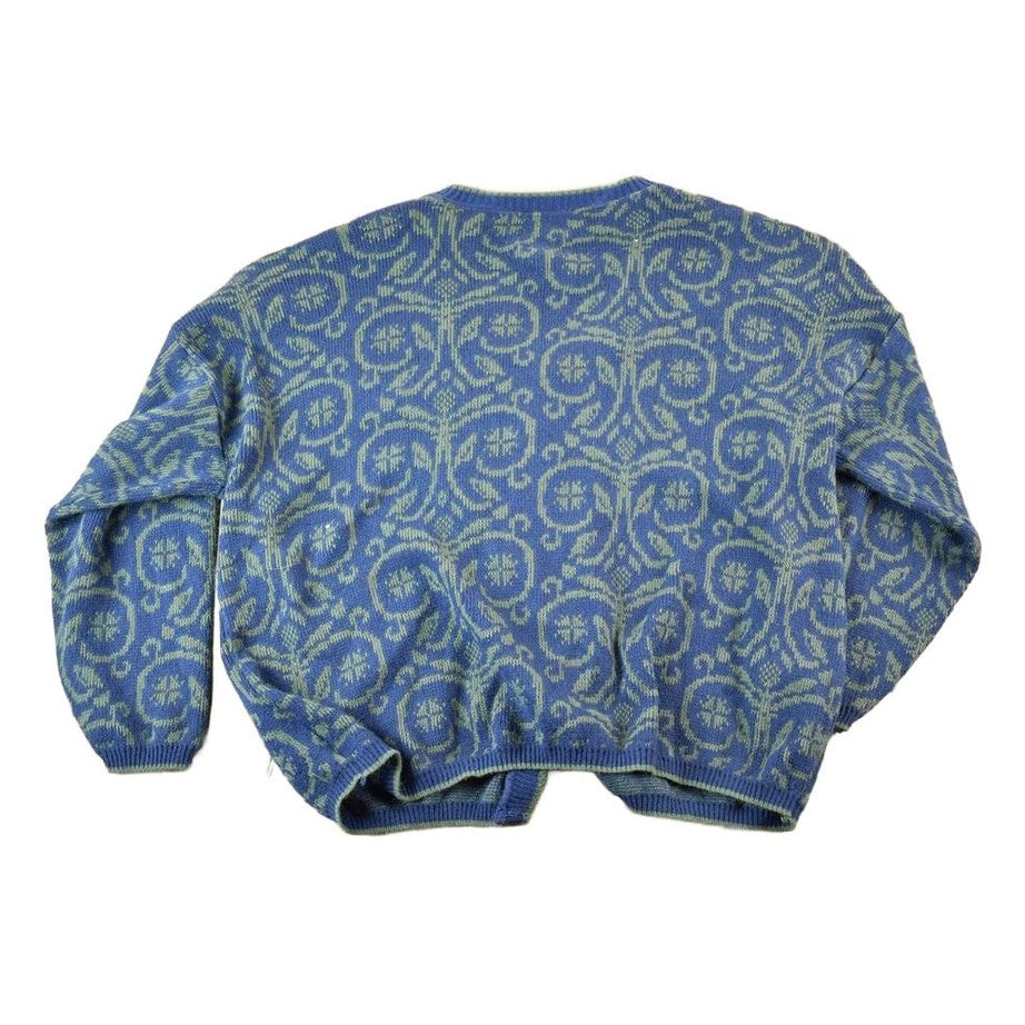 Vintage 1990s United States Sweaters Paisley Knit Cardigan Sweater Mens 2XL from propervintagecanada