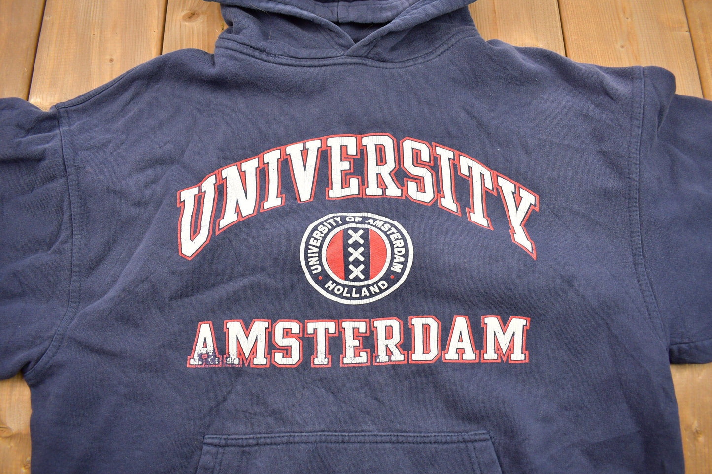Vintage 1990s University Of Amsterdam Collegiate Hoodie Men's Large from propervintagecanada