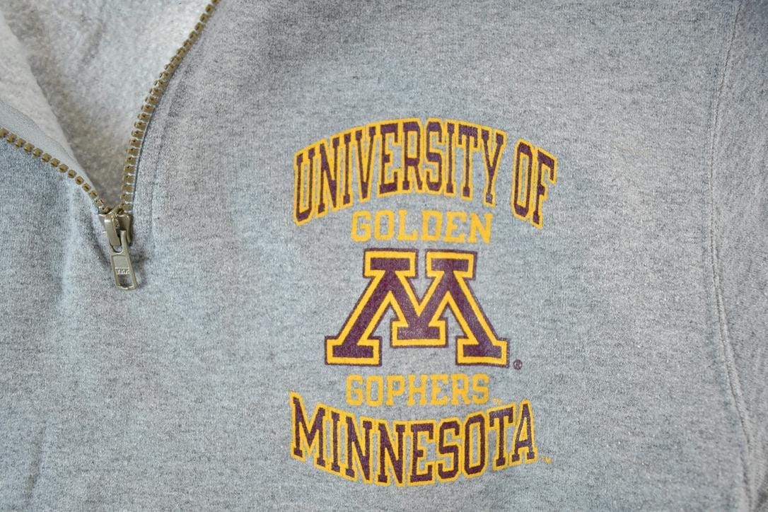 Vintage 1990s University Of Minnesota Golden Gophers Quarter Zip Sweatshirt Mens M from propervintagecanada