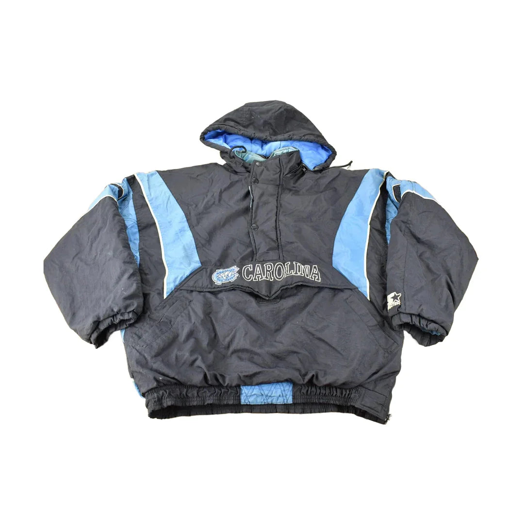 Vintage 1990s University of North Carolina Tar Heels Collegiate NCAA Quarter Zip Starter Jacket from propervintagecanada