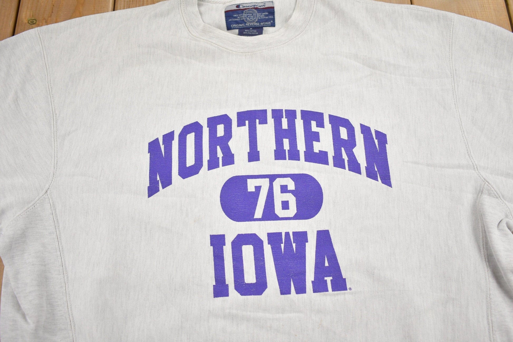 Vintage 1990s University of Northern Iowa Champion Reverse Weave Collegiate Crewneck Men's Large from propervintagecanada