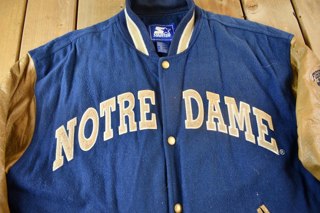 Vintage 1990s University of Notre Dame Collegiate Varsity Jacket from propervintagecanada