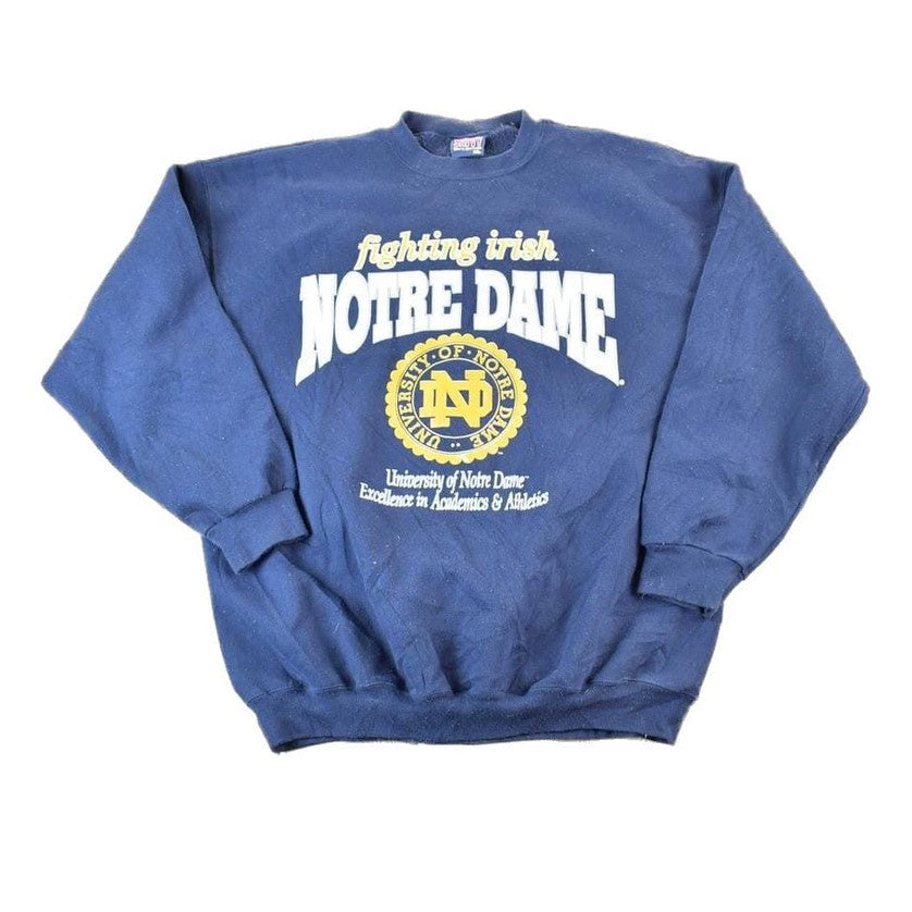 Vintage 1990s University Of Notre Dame Fighting Irish Collegiate Crewneck Made In USA Men's XL from propervintagecanada
