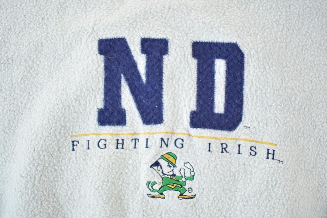 Vintage 1990s University Of Notre Dame Fighting Irish Embroidered Collegiate Crewneck Made In USA Men's XL from propervintagecanada