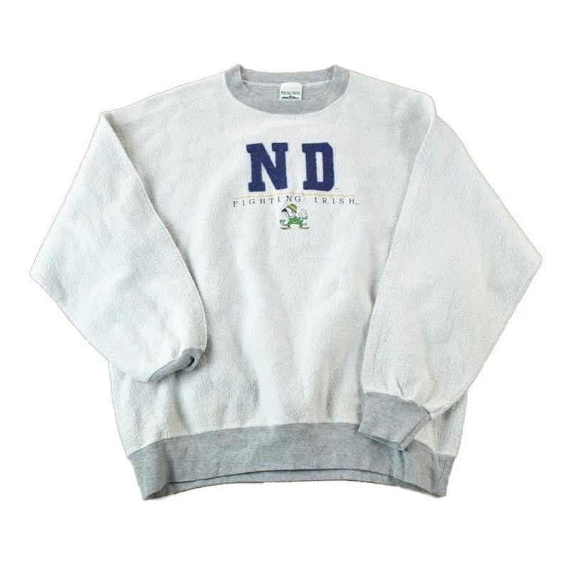 Vintage 1990s University Of Notre Dame Fighting Irish Embroidered Collegiate Crewneck Made In USA Men's XL from propervintagecanada