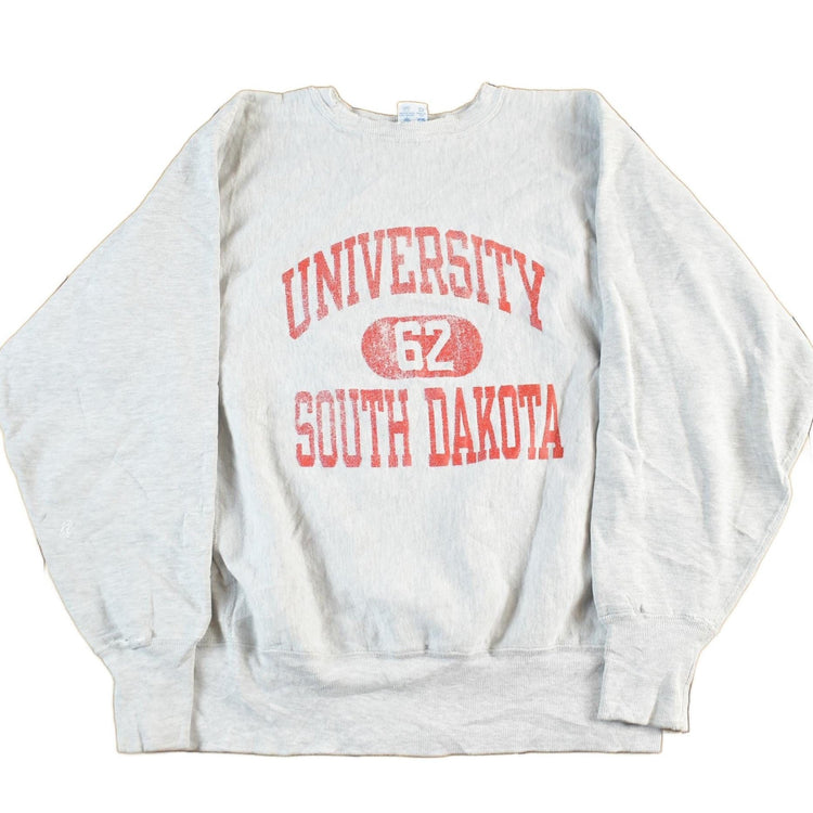 Vintage 1990s University of South Dakota Champion Reverse Weave Warmup Crewneck Sweatshirt Men's Large from propervintagecanada