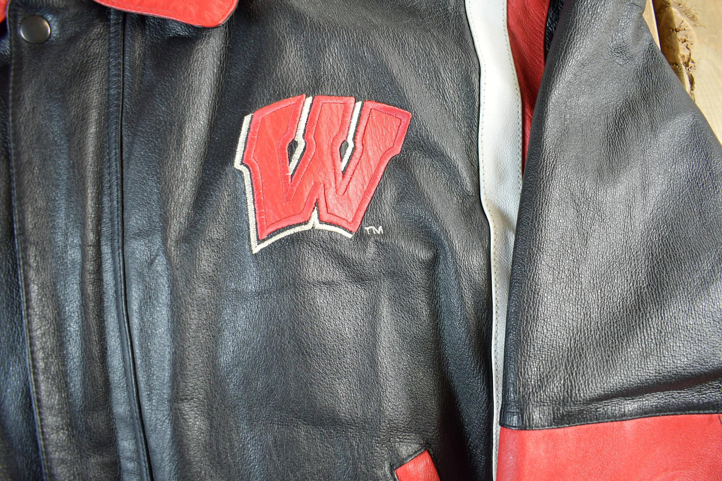 Vintage 1990s University Of Wisconsin Leather Varsity Jacket Men's XL from propervintagecanada