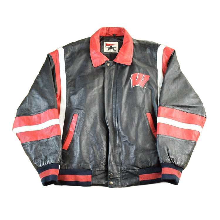 Vintage 1990s University Of Wisconsin Leather Varsity Jacket Men's XL from propervintagecanada
