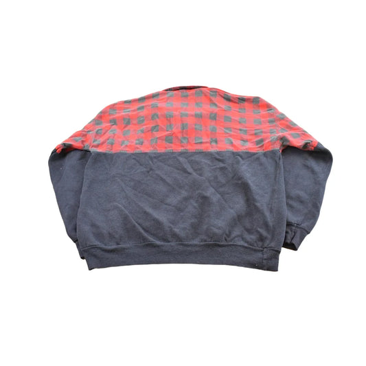 Vintage 1990s University Place NY Quarter Button Plaid Crewneck Sweatshirt S from propervintagecanada
