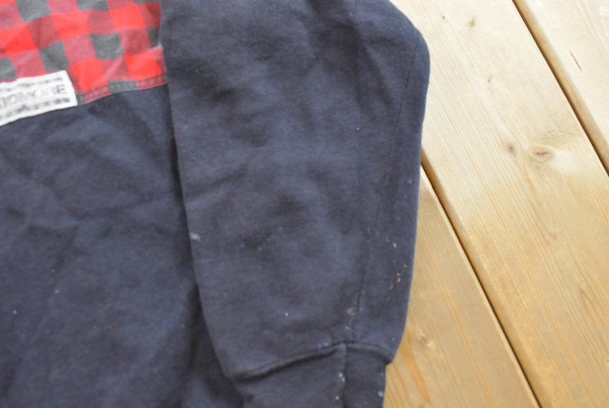 Vintage 1990s University Place NY Quarter Button Plaid Crewneck Sweatshirt S from propervintagecanada