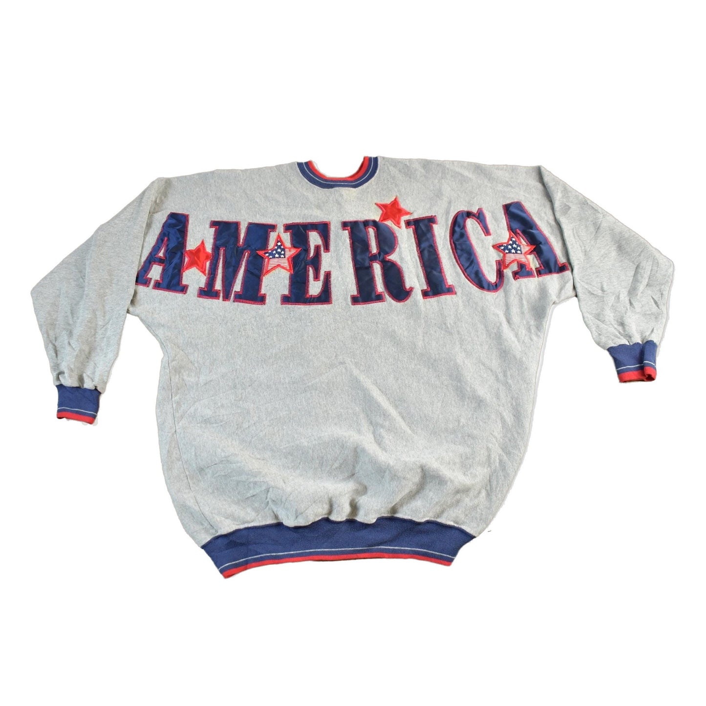 Vintage 1990s USA America Embroidered Crewneck Sweatshirt Men's 2XL from propervintagecanada
