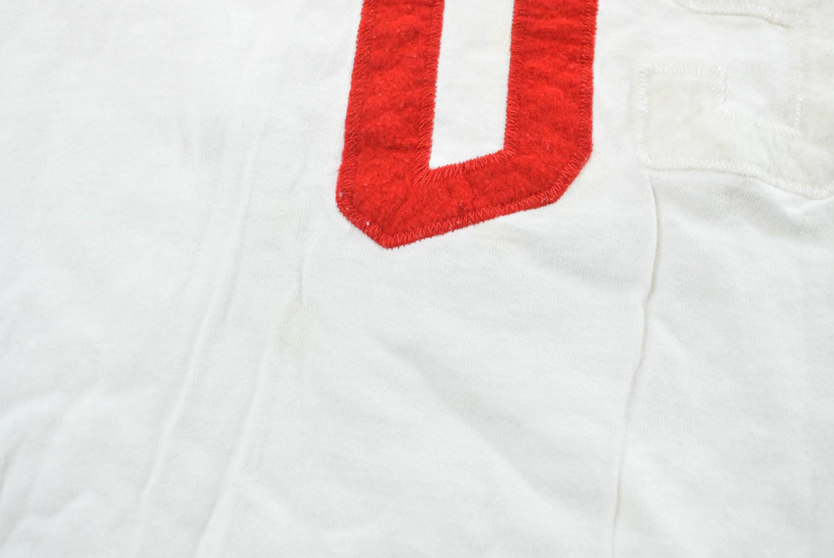 Vintage 1990s USA Embroidered Lettering Red White Blue T-Shirt Mens L from propervintagecanada