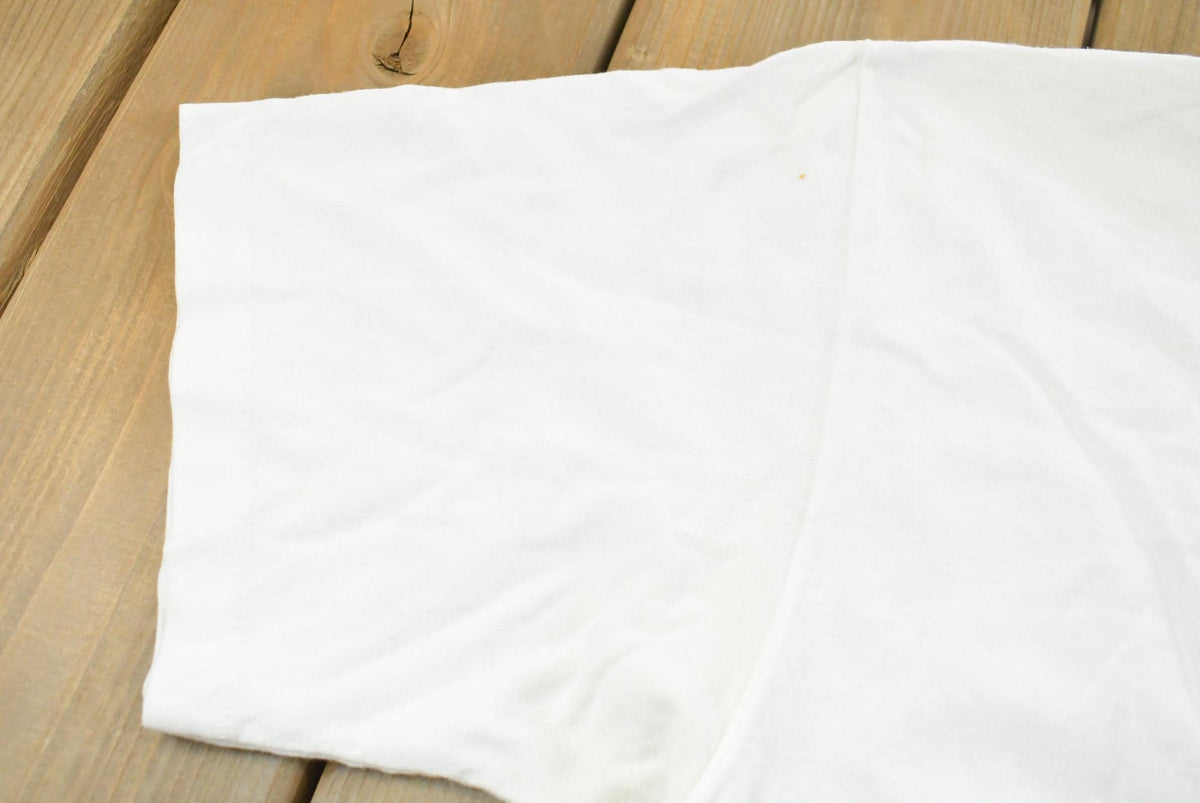 Vintage 1990s USA Embroidered Lettering Red White Blue T-Shirt Mens L from propervintagecanada