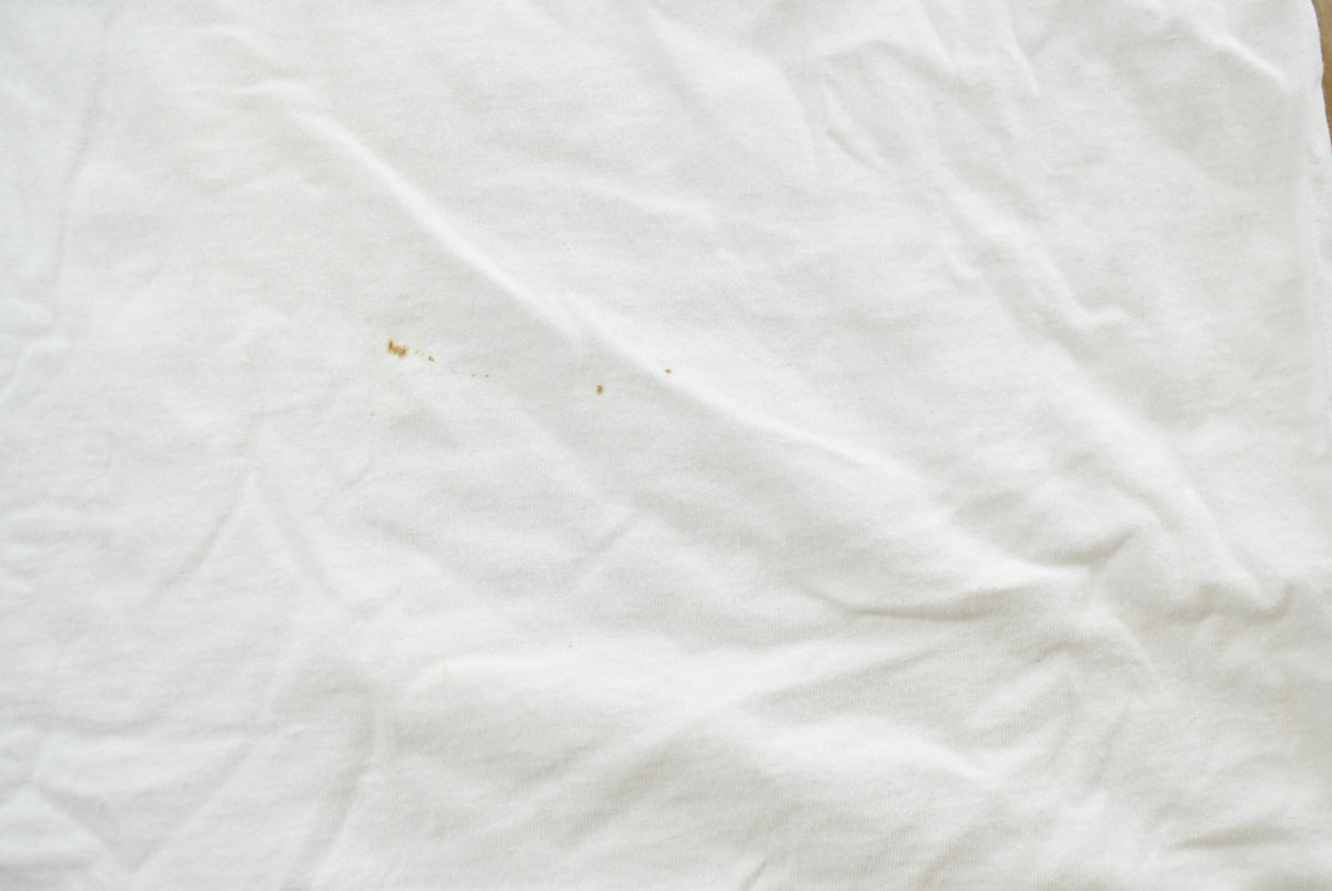 Vintage 1990s USA Embroidered Lettering Red White Blue T-Shirt Mens L from propervintagecanada