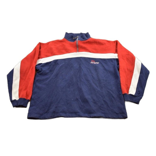 Vintage 1990s USA Olympic Quarter Zip Fleece Sweater Men's M from propervintagecanada