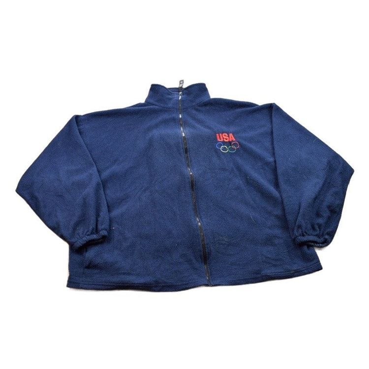 Vintage 1990s USA Olympic Zip Up Fleece Sweater Men's XL from propervintagecanada