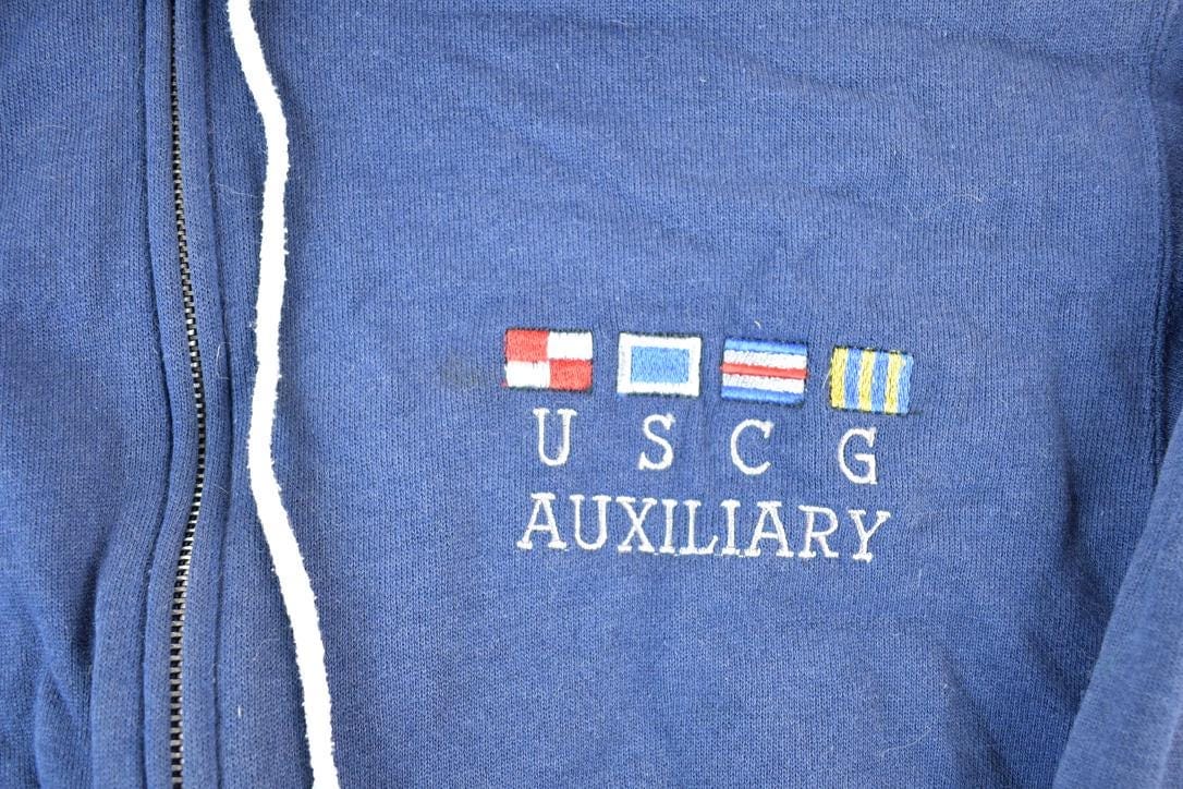 Vintage 1990s USCG Auxiliary Hoodie Sweatshirt Mens S M from propervintagecanada