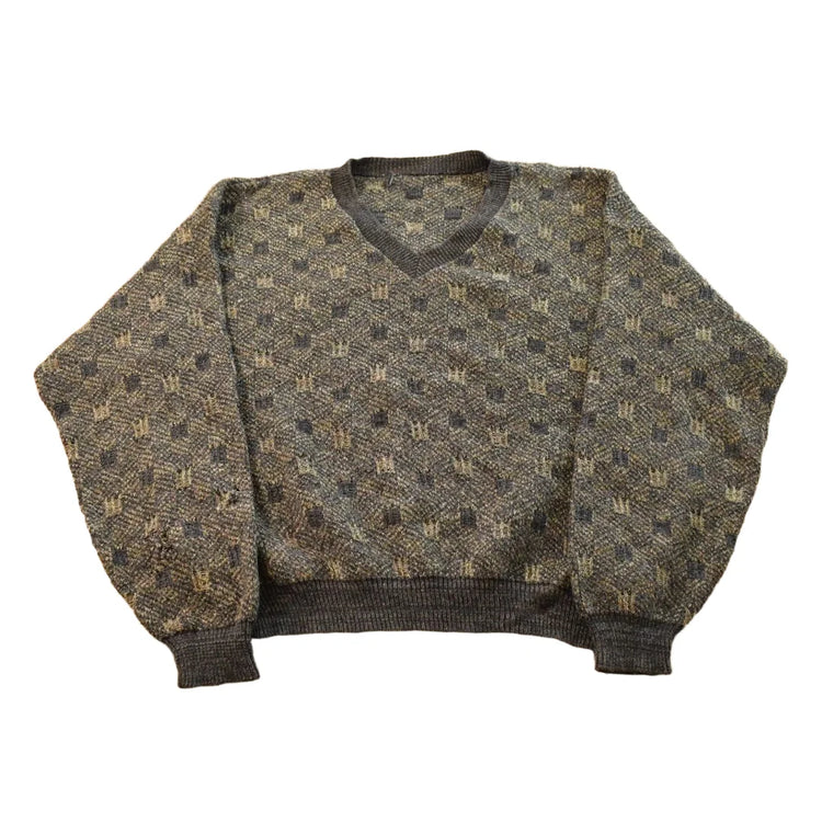 Vintage 1990s V Neck Knit Sweater Men's Large from propervintagecanada
