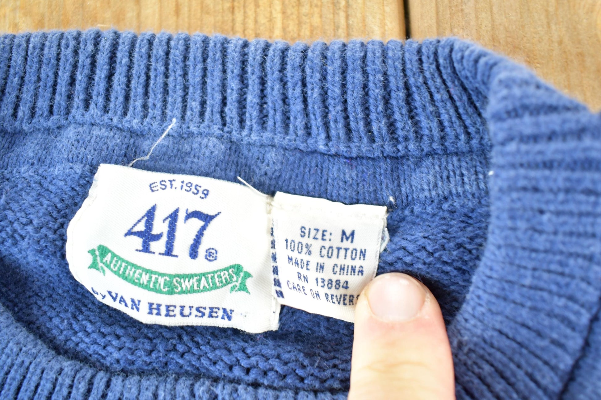 Vintage 1990s Van Heusen 417 Yachting Knit Crewneck Sweater Mens M from propervintagecanada