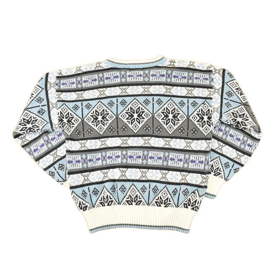 Vintage 1990s Van Heusen AOP Winter Knit Crewneck Sweater Men's M from propervintagecanada