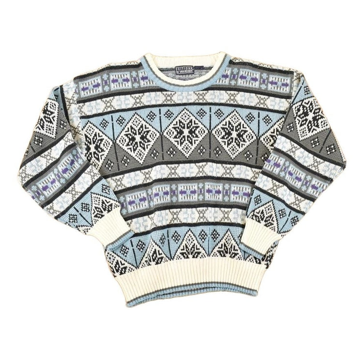 Vintage 1990s Van Heusen AOP Winter Knit Crewneck Sweater Men's M from propervintagecanada