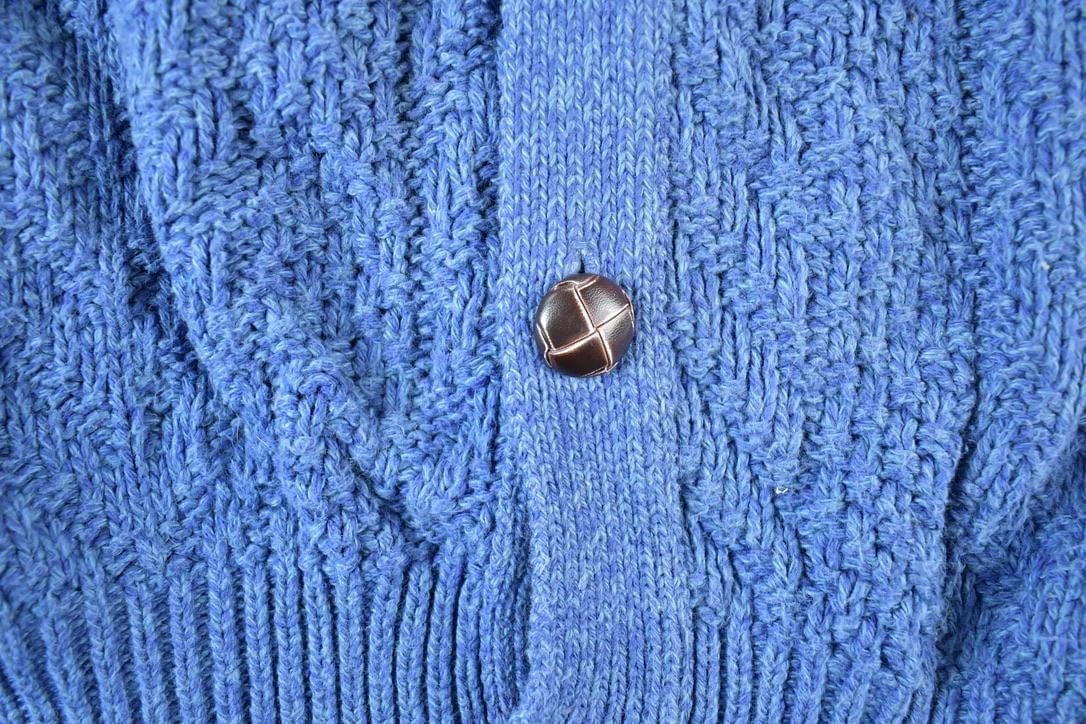 Vintage 1990s Van Heusen Cable Knit Perfect Mild Distress Cardigan Sweater  XL from propervintagecanada