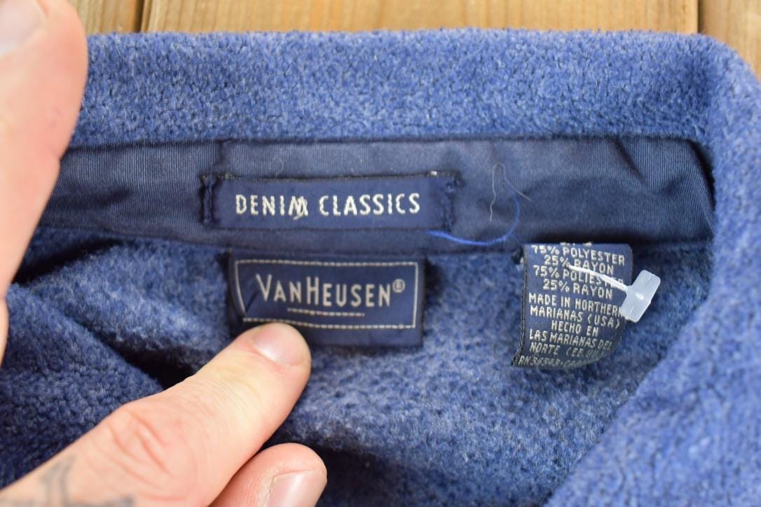 Vintage 1990s Van Heusen Denim Classics Fleece Outdoorsman Sweater Men's XL from propervintagecanada