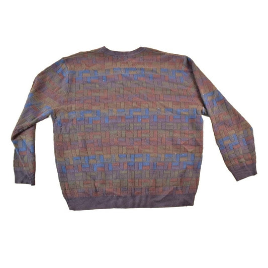 Vintage 1990s Van Heusen Knit Abstract Pattern Crewneck Sweater Mens L from propervintagecanada