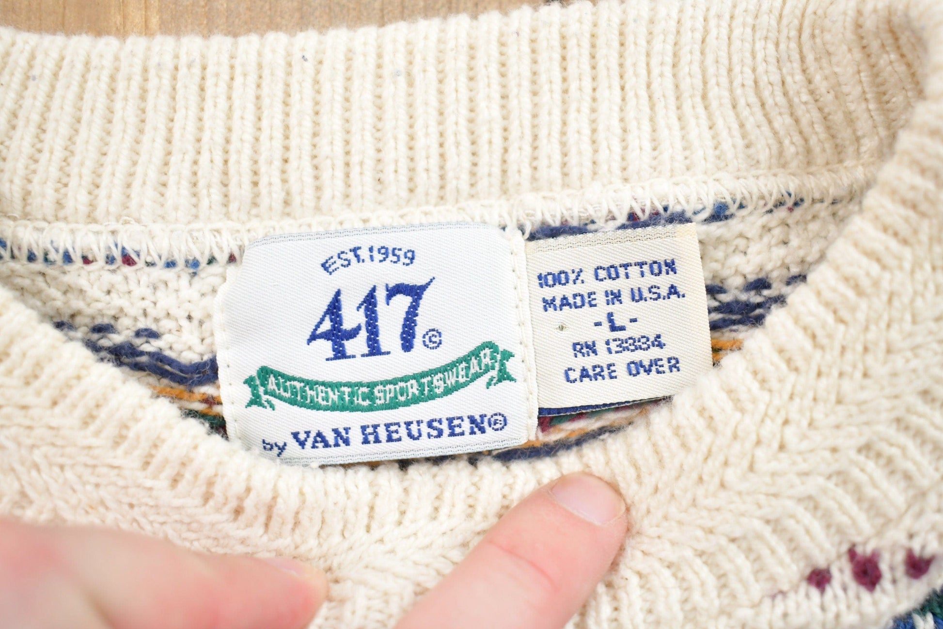 Vintage 1990s Van Heusen Knitted Crewneck Sweater from propervintagecanada