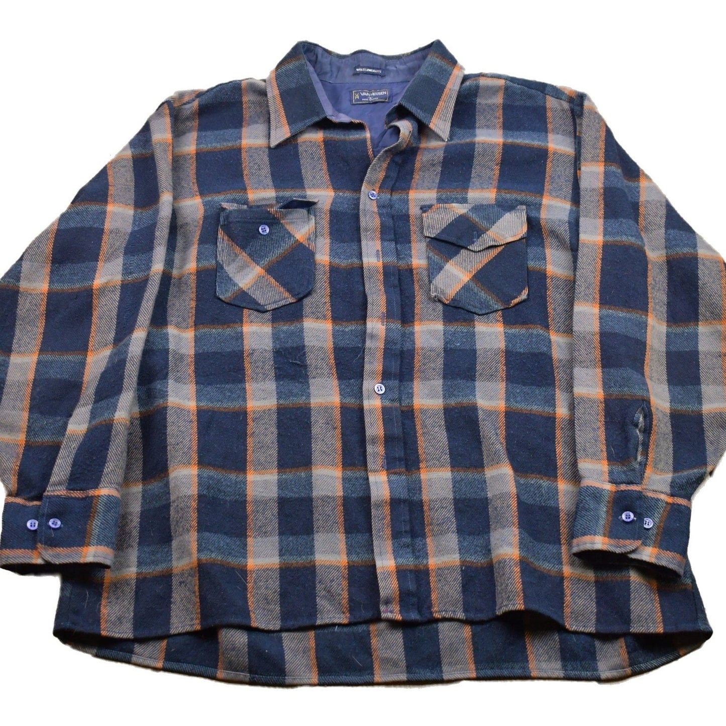 Vintage 1990s Van Heusen Plaid Lined Button Up Shirt Men's XL from propervintagecanada