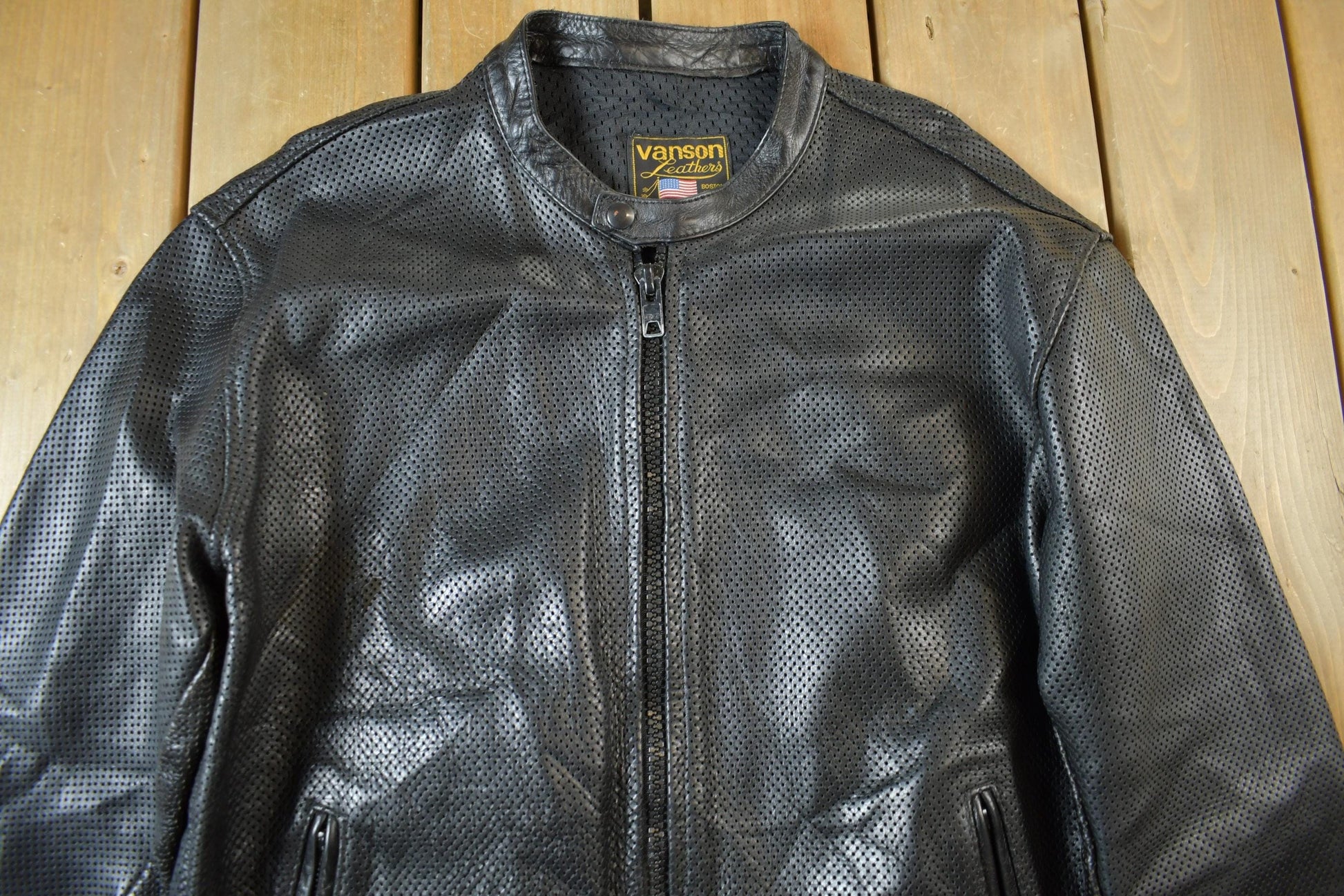 Vintage 1990s Vanson Leathers Genuine Leather Biker Jacket Men's XL from propervintagecanada