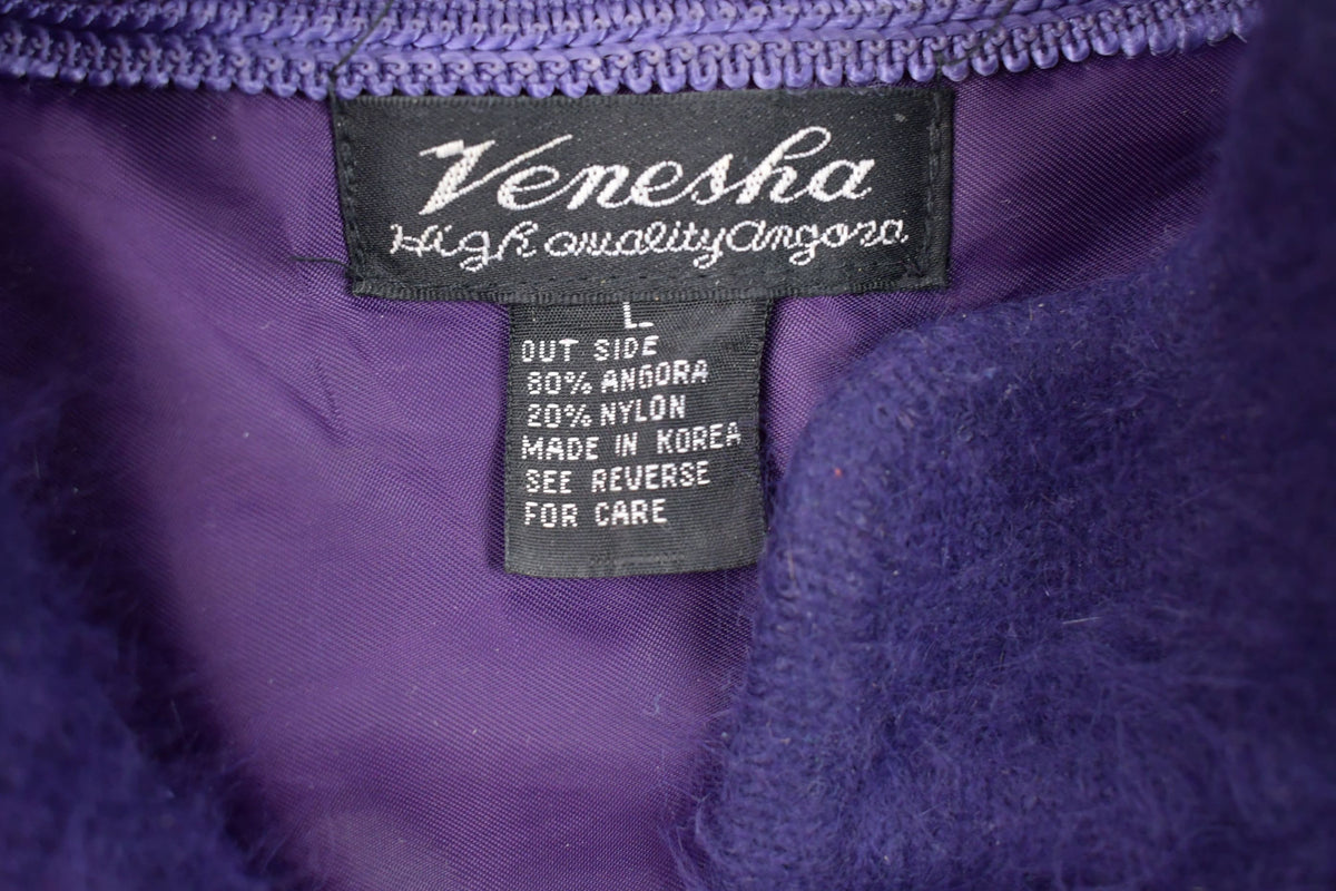 Vintage 1990s Venehsa Furry Knit Lined Button Up Top from propervintagecanada