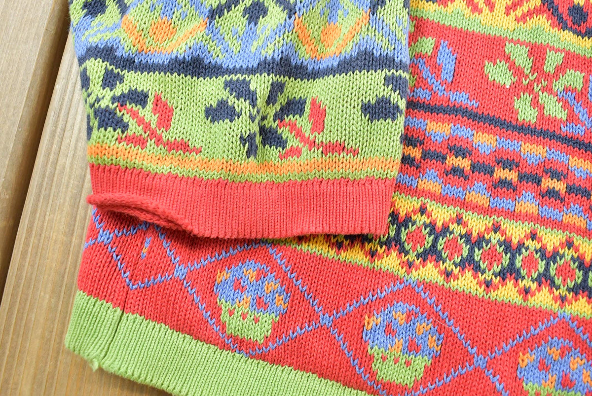 Vintage 1990s Via Sonate Abstract Pattern Knit Cardigan Sweater Women's L from propervintagecanada