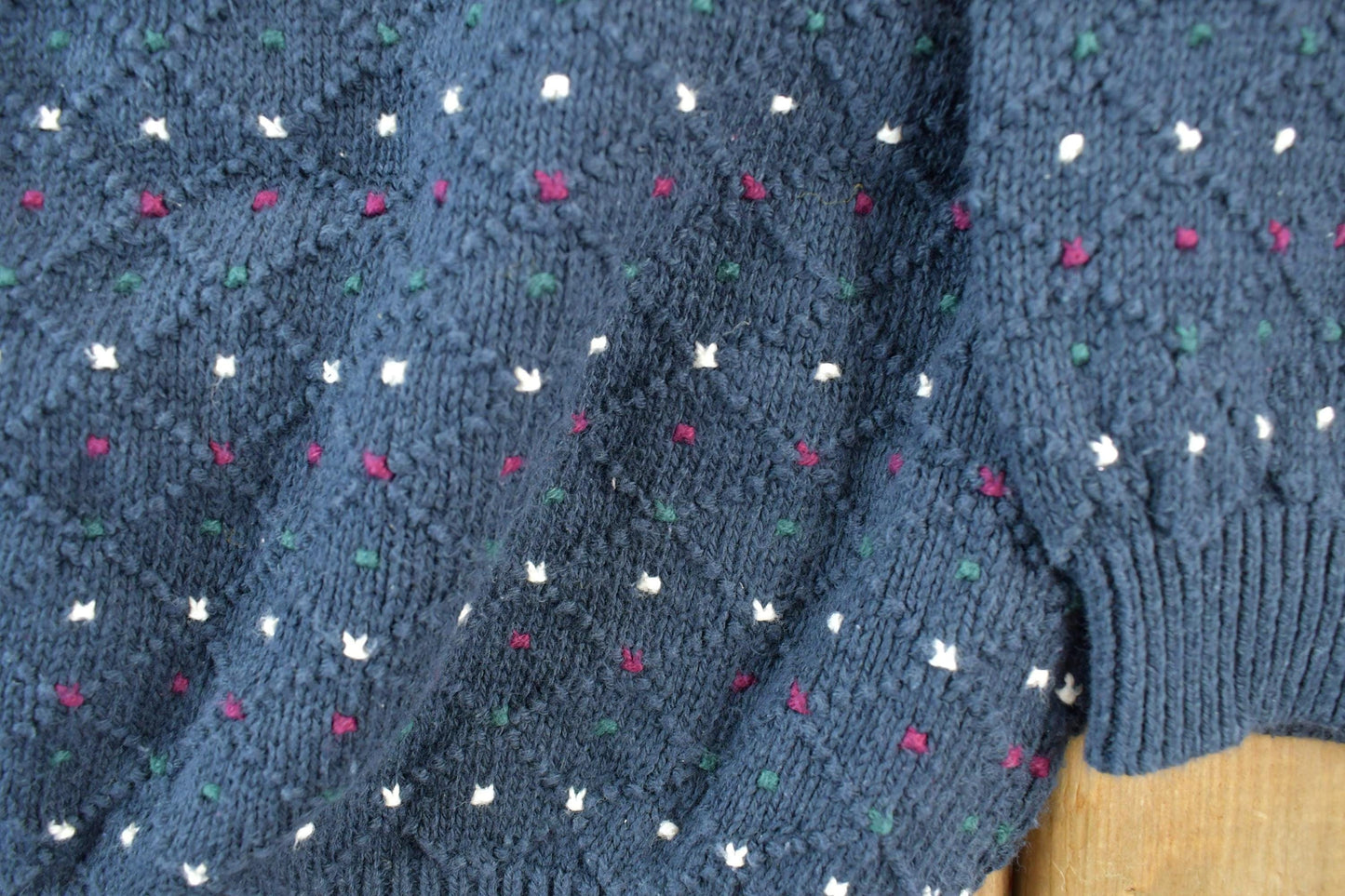 Vintage 1990s Victoria Bay Goods Knit Abstract Pattern Crewneck Sweater Men's XL from propervintagecanada