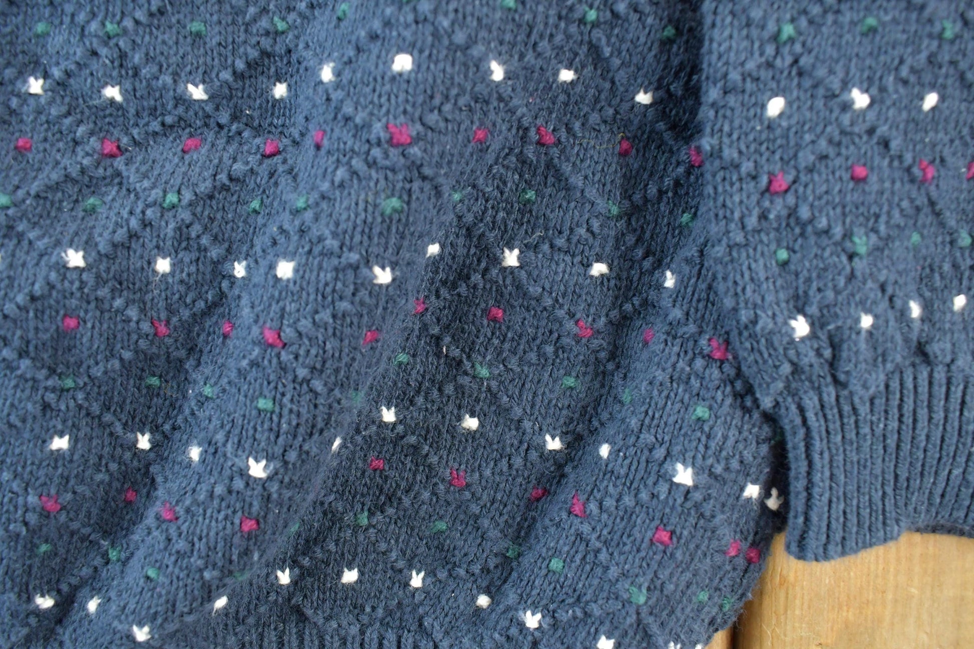 Vintage 1990s Victoria Bay Goods Knit Abstract Pattern Crewneck Sweater Men's XL from propervintagecanada