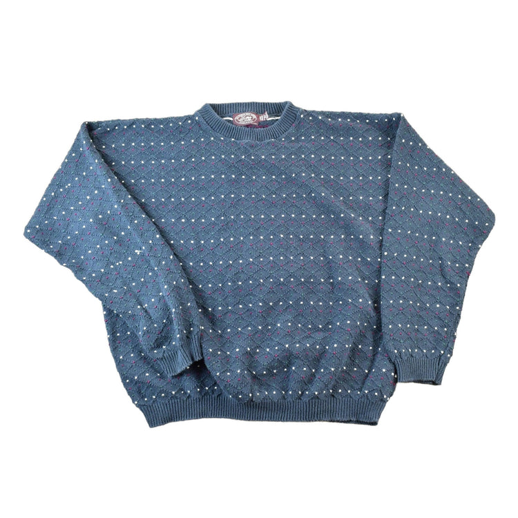 Vintage 1990s Victoria Bay Goods Knit Abstract Pattern Crewneck Sweater Men's XL from propervintagecanada