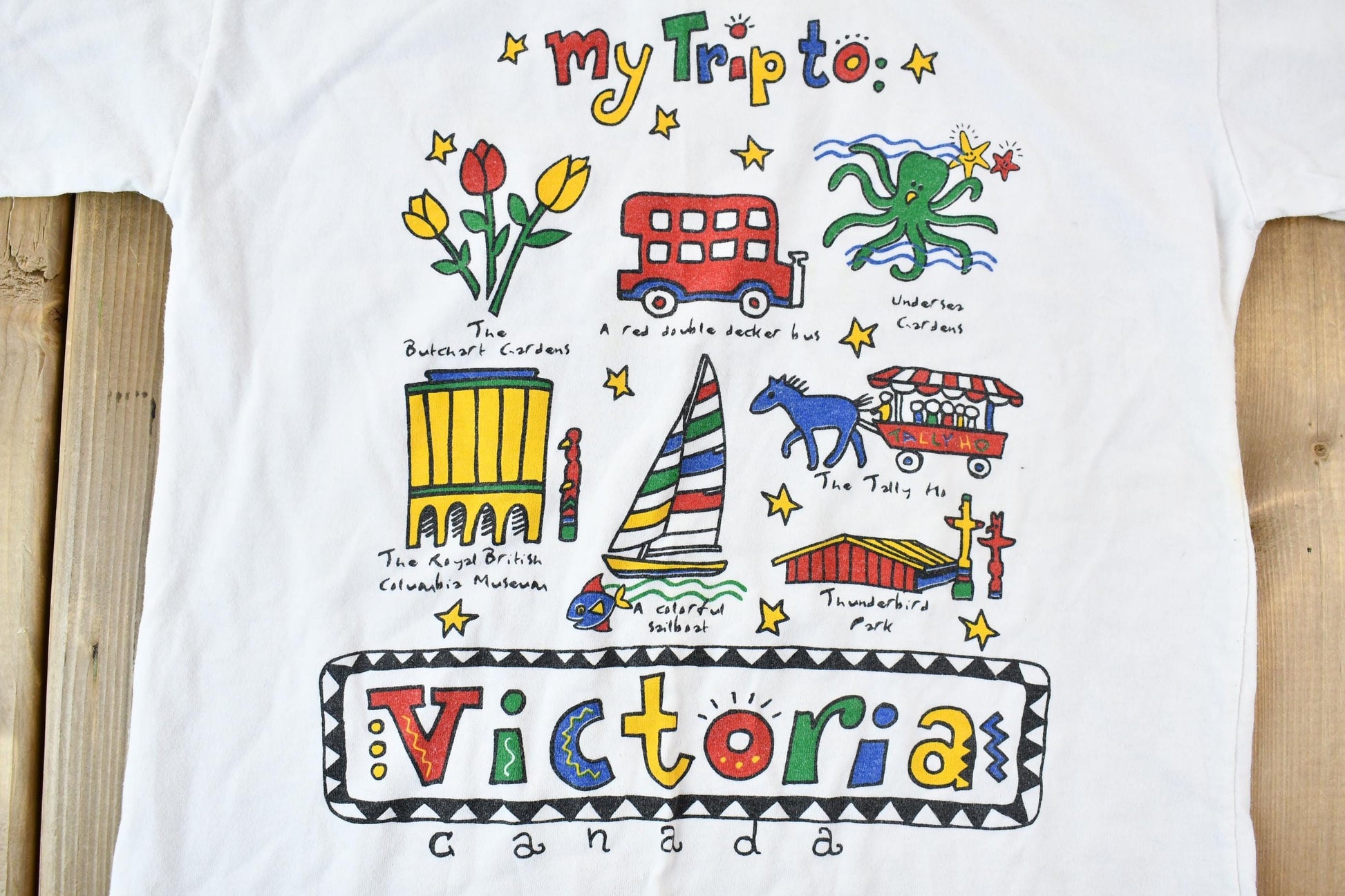 Vintage 1990s Victoria British Colombia Landmarks Souvenir Single Stitch Graphic Travel T-Shirt Made In Canada Men's Small from propervintagecanada