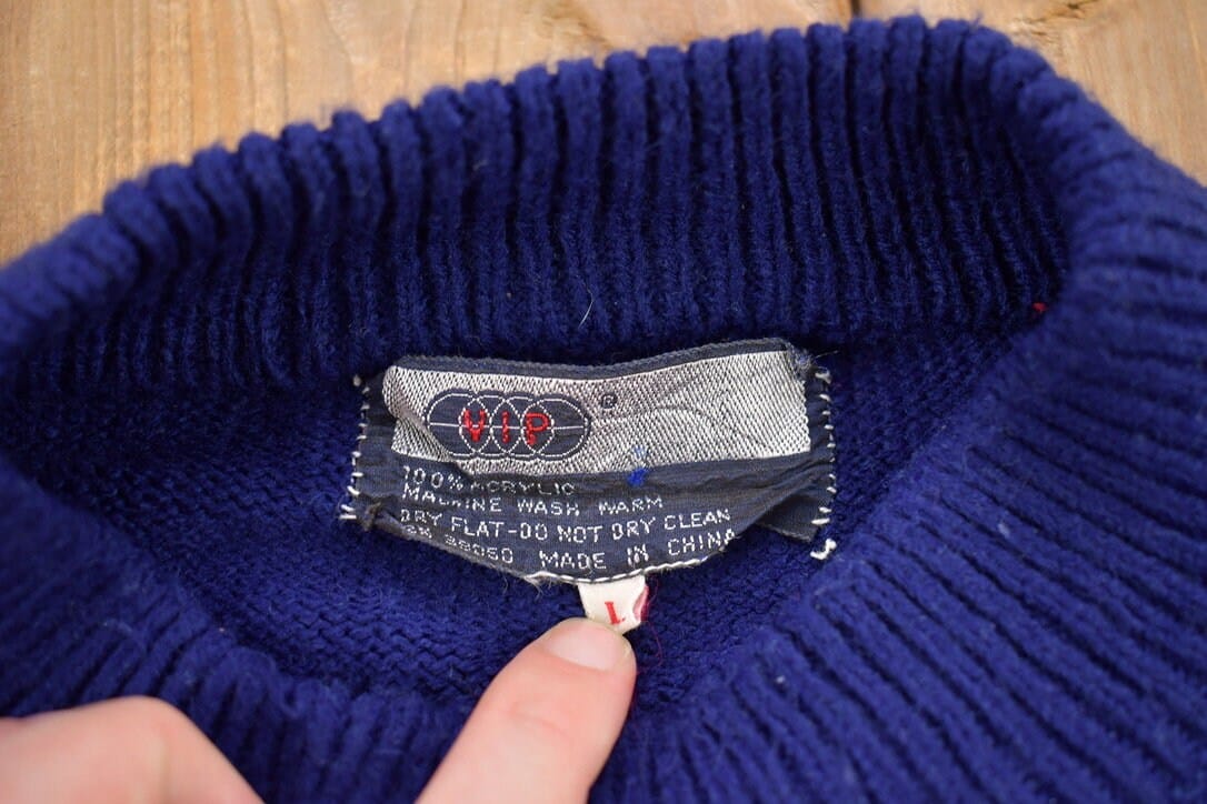 Vintage 1990s VIP Knitted Crewneck Sweater Men's S from propervintagecanada